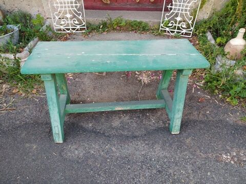 Ancien Petit Banc de Ferme Vert D�co Jardin 70 Loches (37)