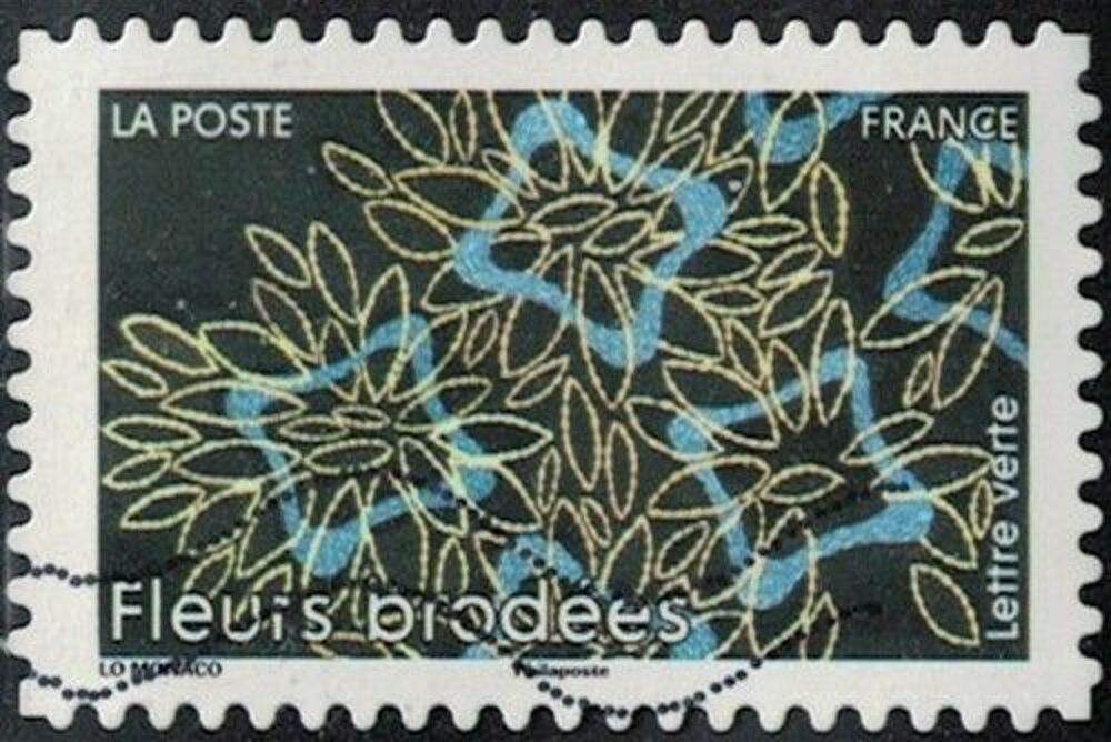 France 2025 Oblit&eacute;r&eacute; Used Premi&egrave;res Fleurs Brod&eacute;es Y&amp;T FR 25 
