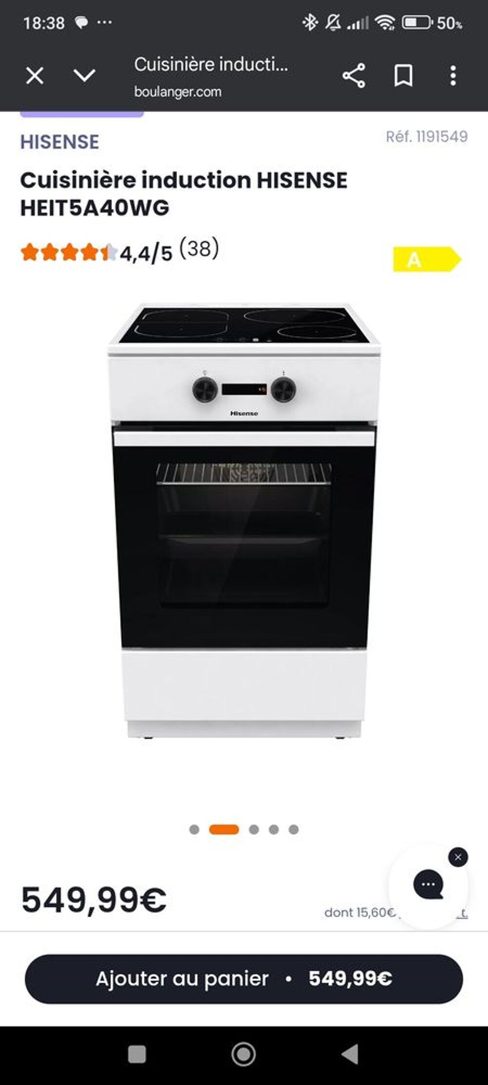 cuisiniere induction 50cm , achet&eacute;e en juillet 2025, Electroménager