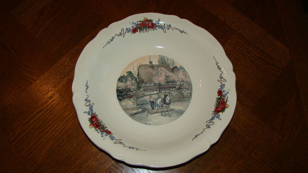 Plat creux rond fa&iuml;ence Sarreguemines Orbenai Loux Cuisine