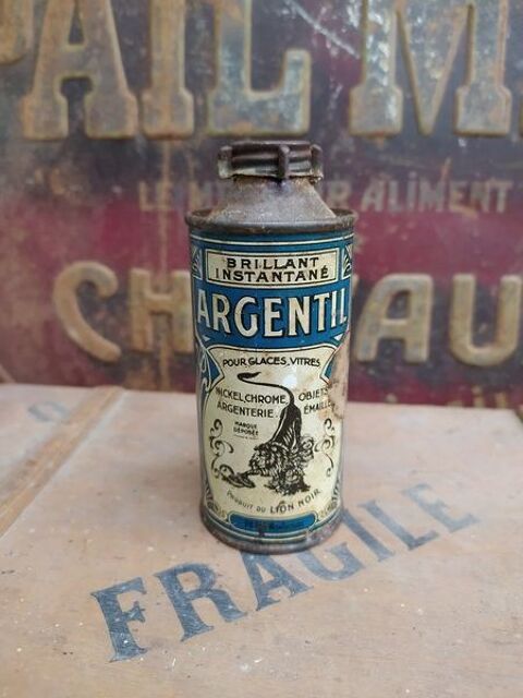 Ancien Flacon Argentil Lion Noir Cirage Publicitaire 1 Loches (37)