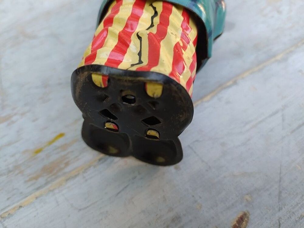 Ancien Jouet T&ocirc;le M&eacute;canique Happy Clown DISTLER 