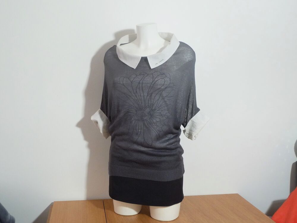 Double Top/ Pull Bleu Marine et Top Blanc- Cop Copine Vêtements