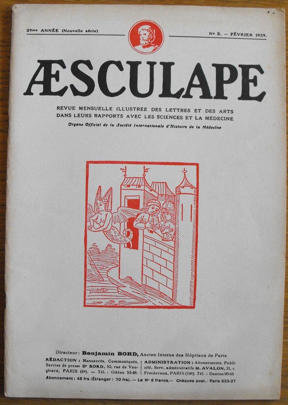 REVUE AESCULAPE N&deg; 2 F&Eacute;VRIER 1939 Livres et BD