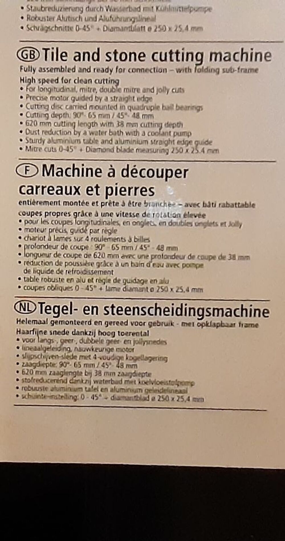 Machine &agrave; d&eacute;couper carreaux et pierres sur table Bricolage