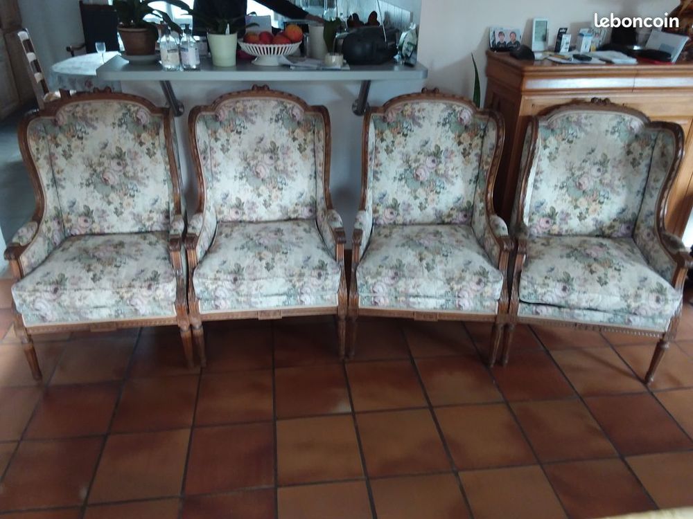 4 Fauteuils Berg&egrave;re Louis XVI Meubles