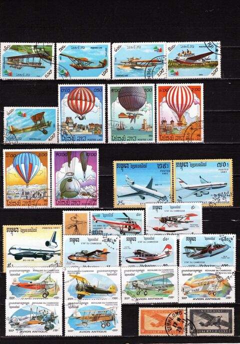 lot de 60 timbres d'ASIE sur les TRANSPORTS AERIENS 4 Les glisottes-et-Chalaures (33)