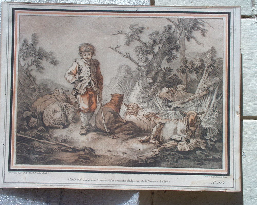Estampe de Gilles Demarteau (1722-1776) d'apr&egrave;s J.B. Huet Dcoration