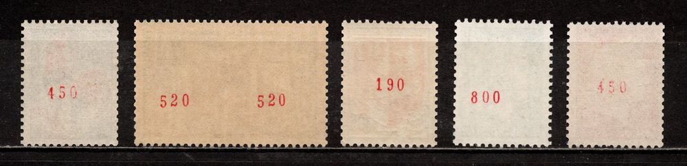 Timbres de roulette (1) N&deg; rouge, tous** et superbes 