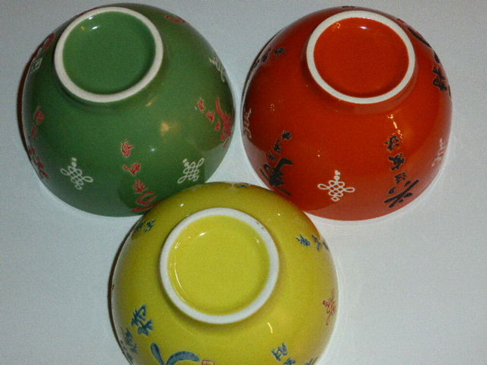 Lot de 3 petits bols orange vert jaune Cuisine
