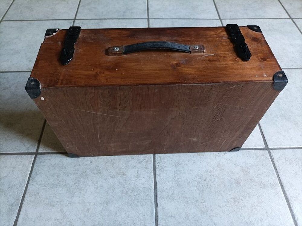 Valise boite bois massif patin&eacute; malle Rangement dp 0823311 Décoration