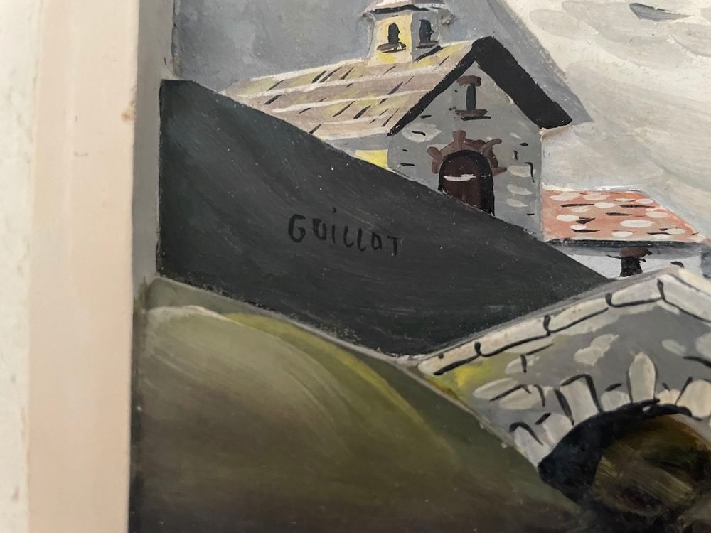 Tableau en relief peinture sur bois GUILLOT
En tr&egrave;s bon &eacute;tat Décoration