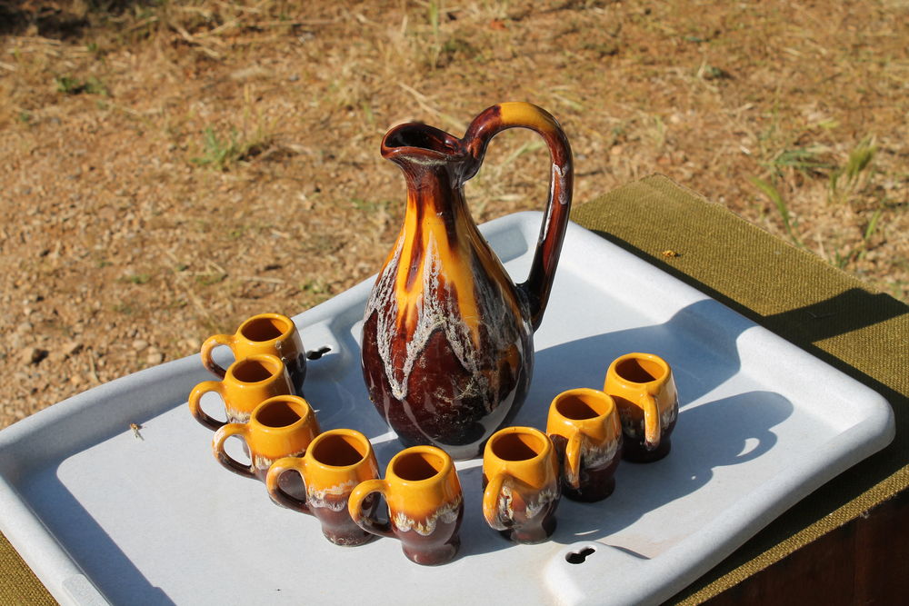 service &agrave; liqueur terre cuite &eacute;maill&eacute;e Cuisine