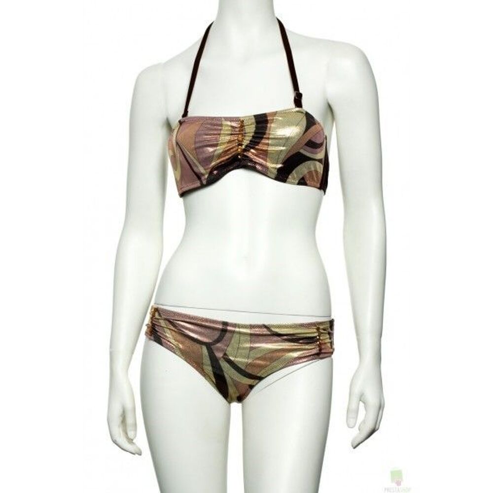 MAILLOT DE BAIN 2 PIECES T 46 _ NEUF _ TISSU " METALLISE " Vêtements