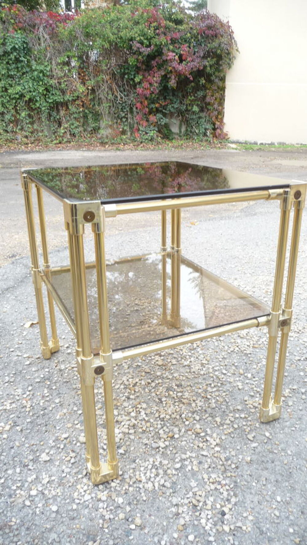Table basse rectangulaire en verre vintage 70' Meubles