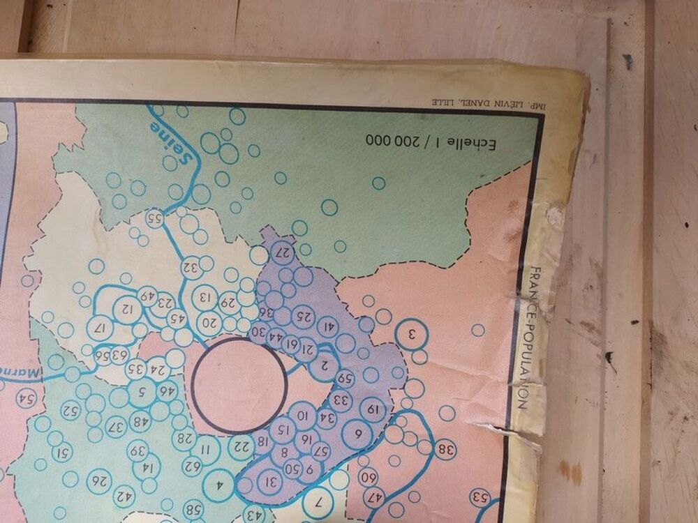 Affiche Carte Scolaire Vintage France Population Décoration