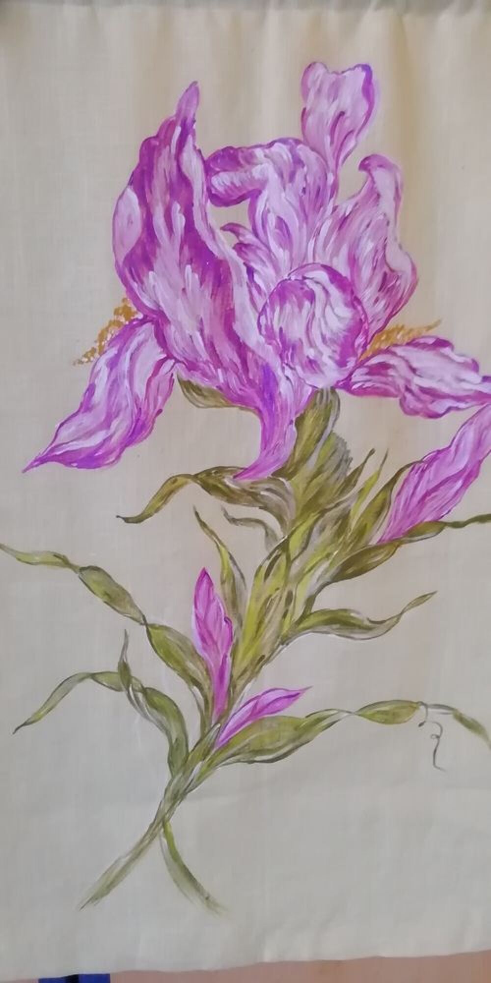 Toile peint &agrave; la main lg 70x50 fleur Décoration