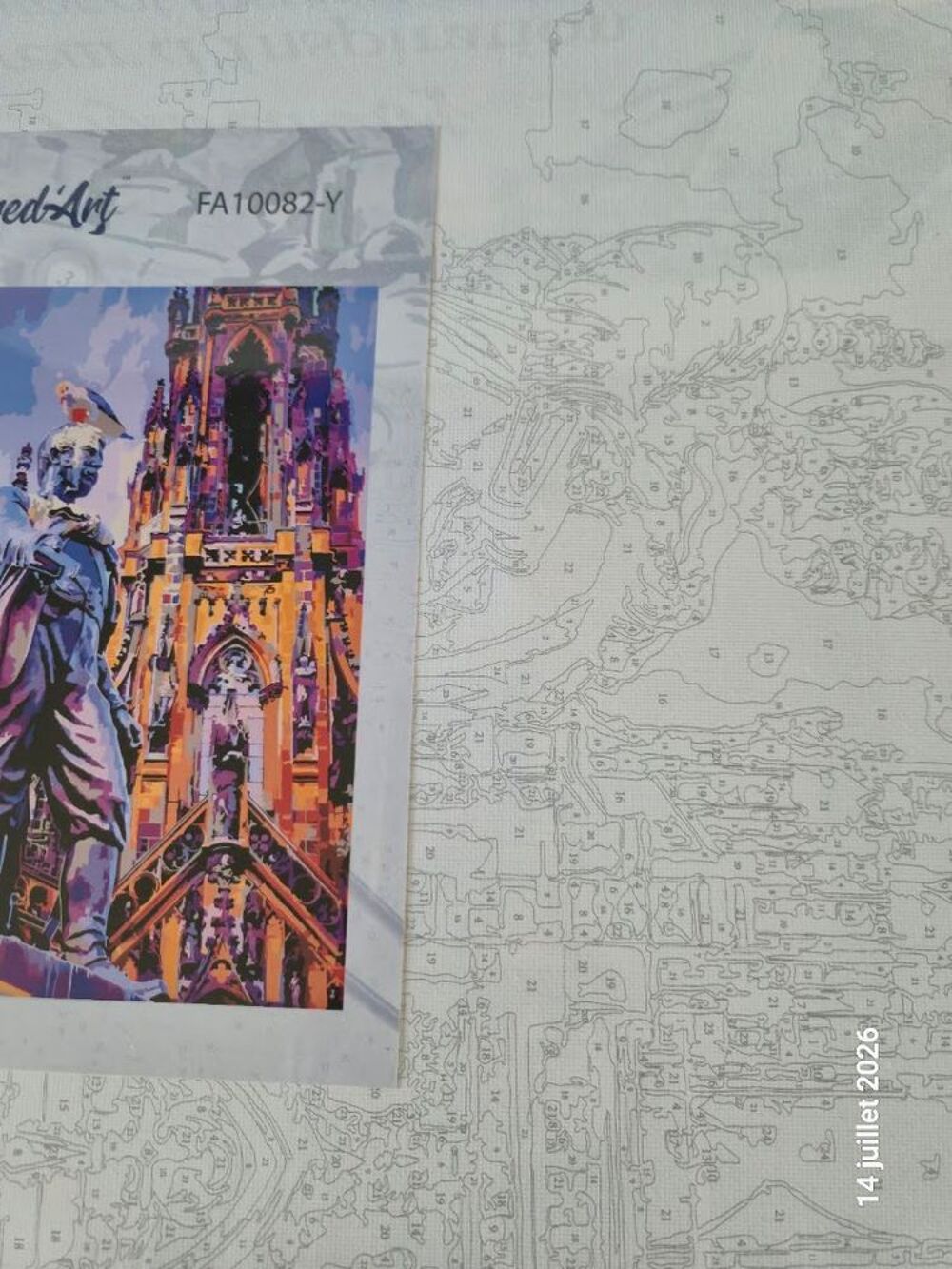 Peinture par num&eacute;ros sur toile, statue Edinburgh, et la pein Décoration