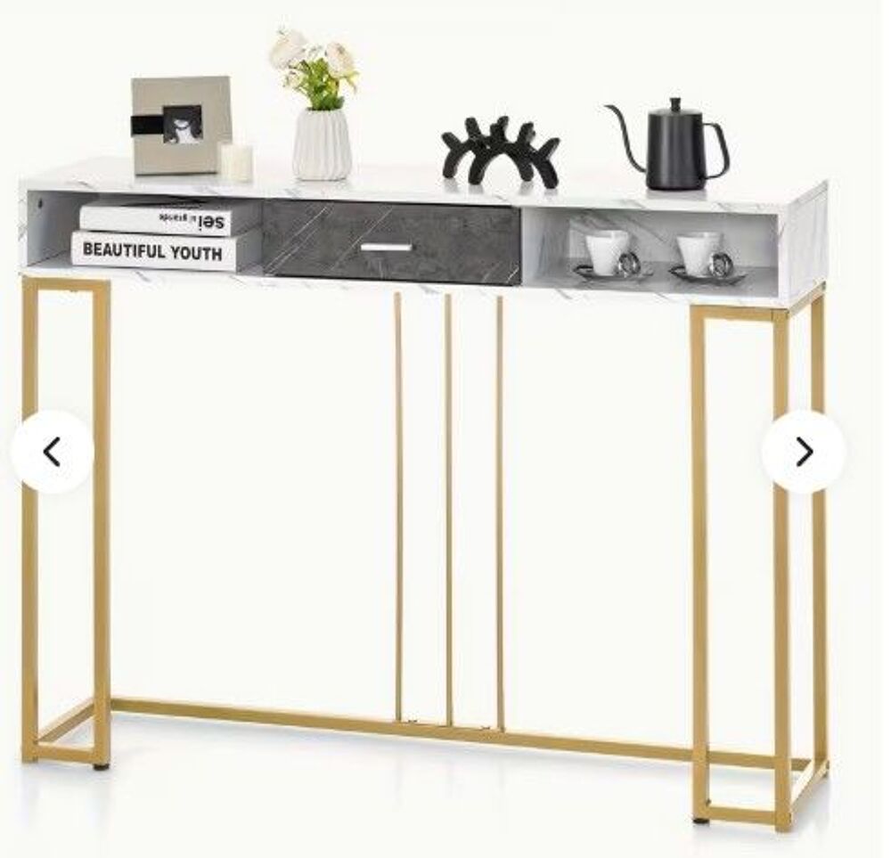Table Console avec Tiroir Table d'Entr&eacute;e &agrave; 2 Niveaux Meubles