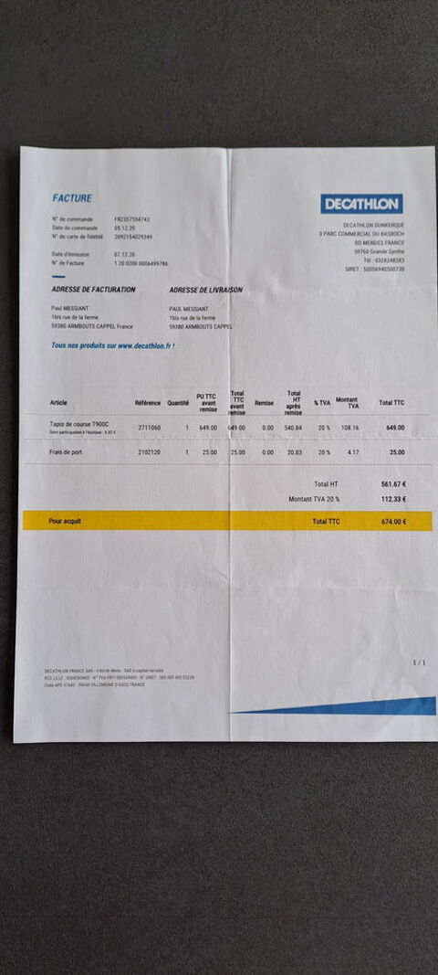 TAPIS DE COURSE T 900c 220 Ferri�res-Haut-Clocher (27)