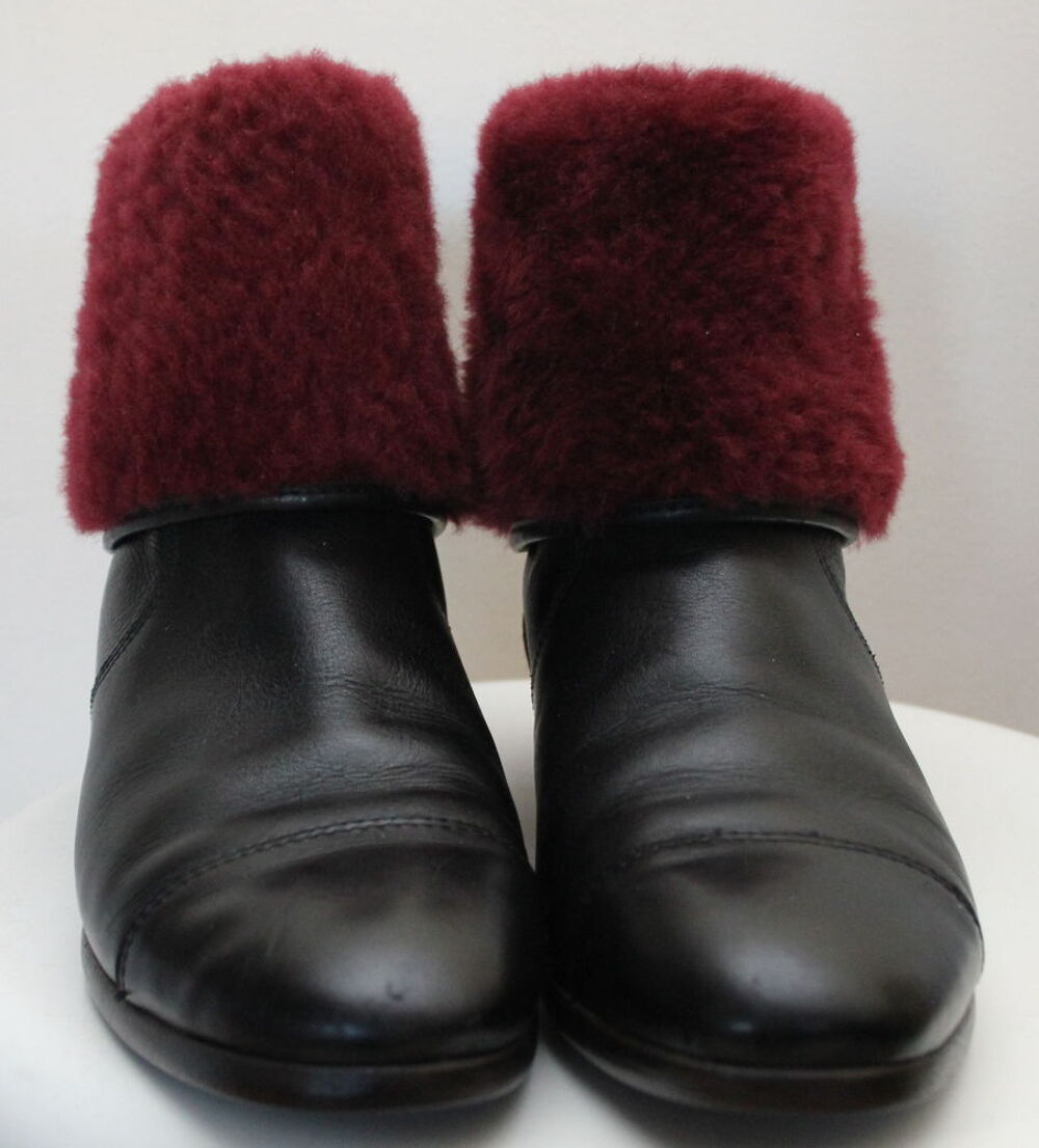 Bottines cuir et fourrure bordeaux UGG T.39 Chaussures