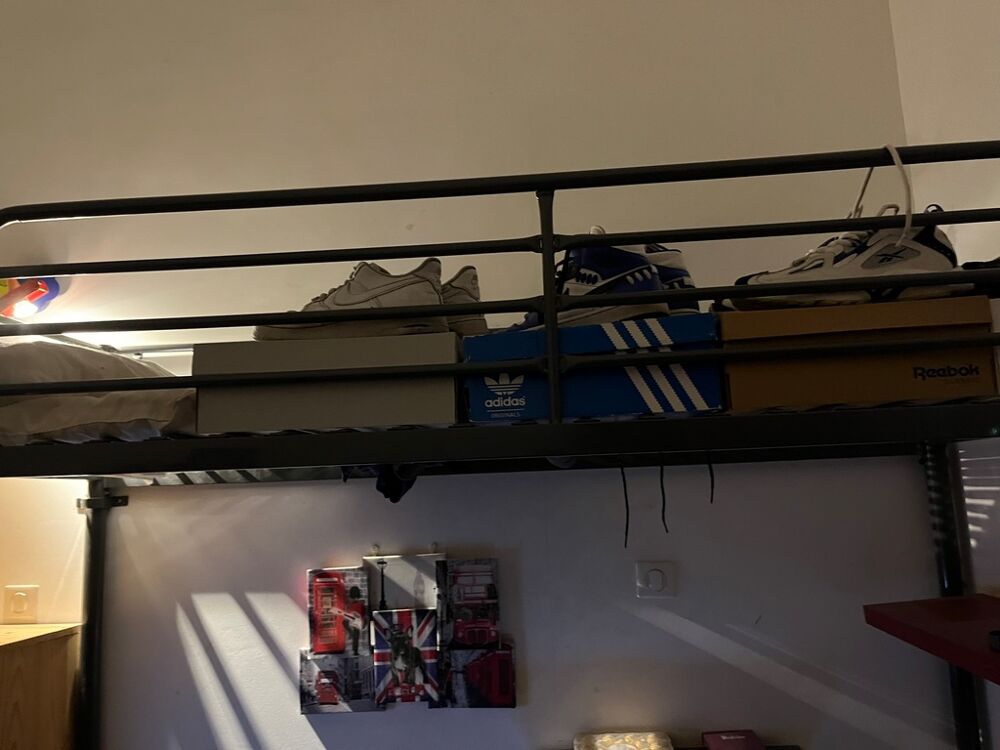 Lit mezzanine en m&eacute;tal gris Meubles