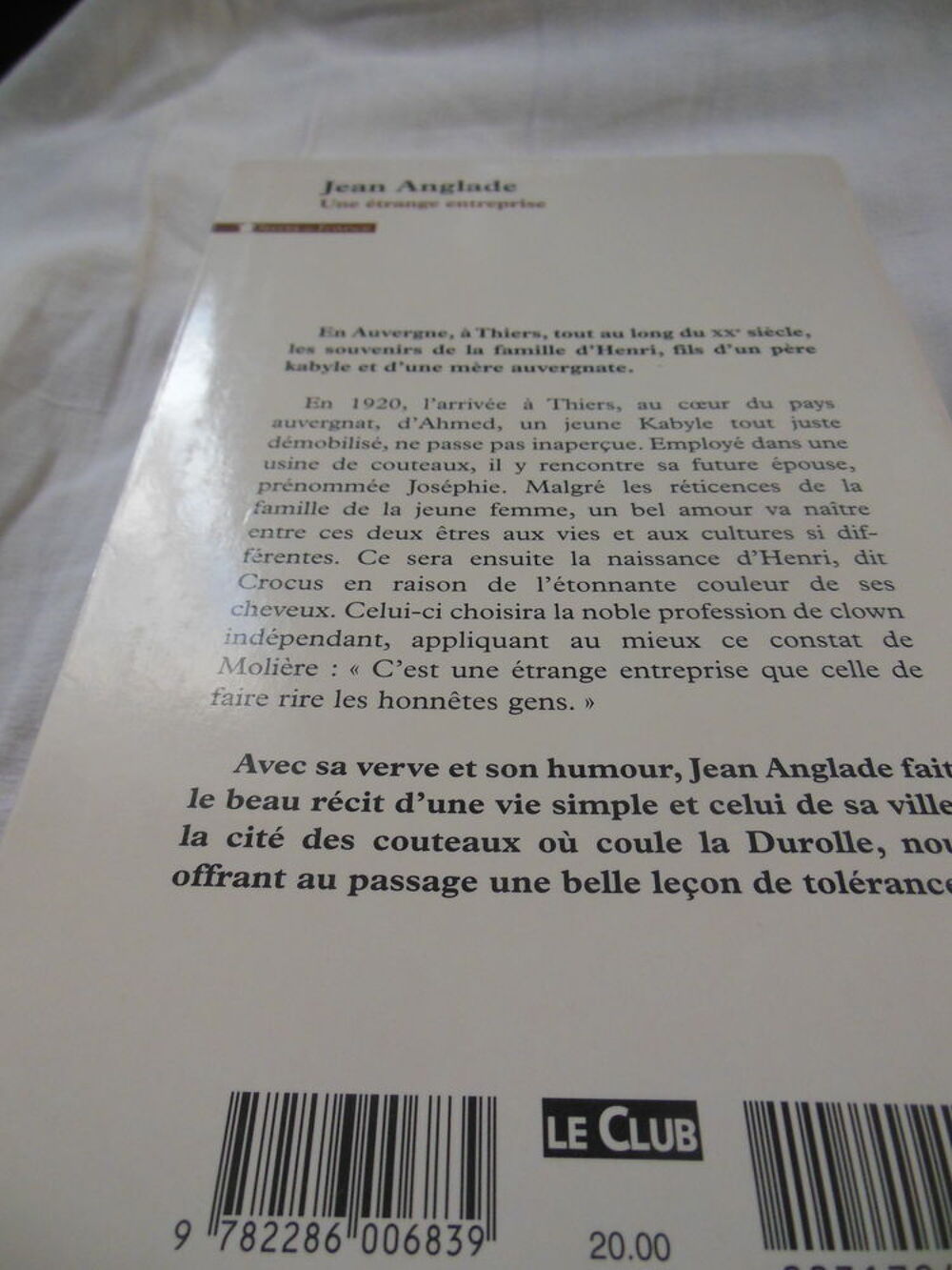 Jean ANGLADE ? Une &eacute;trange entreprise - roman Livres et BD