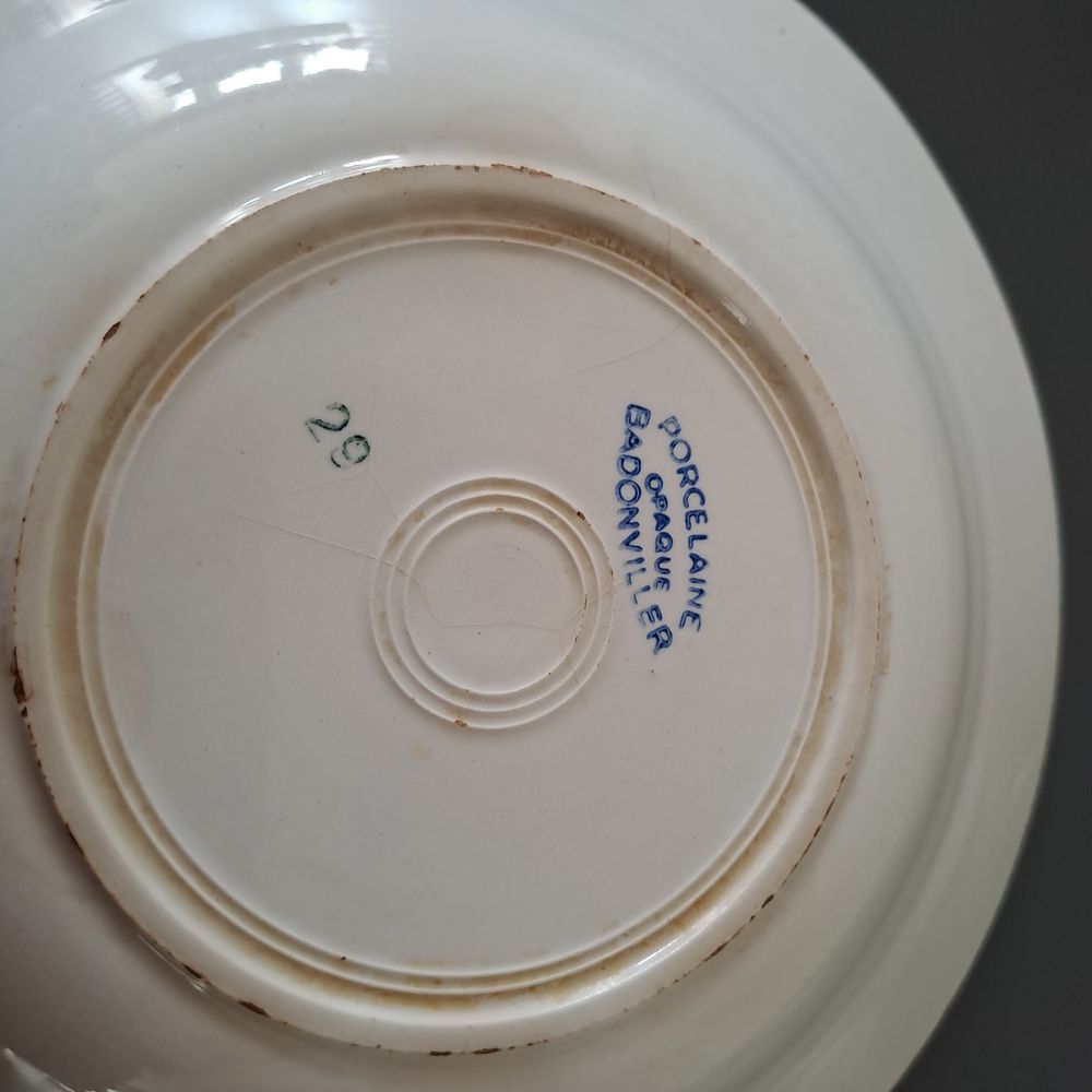 Assiettes Porcelaine Opaque Badonviller num&eacute;rot&eacute;e 29 Cuisine