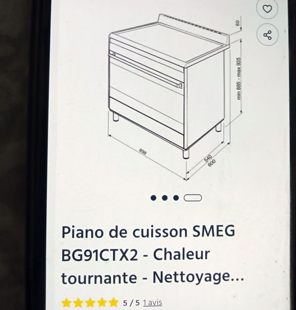   Gazinière électrique et gaz , Smeg, 5 feux,  