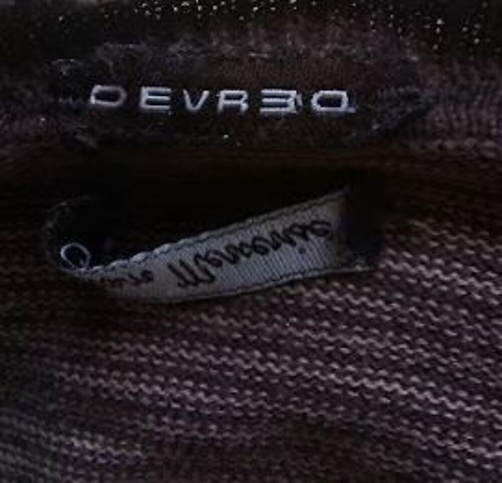 Pull l&eacute;ger marron ray&eacute; col V DEVRED Vêtements