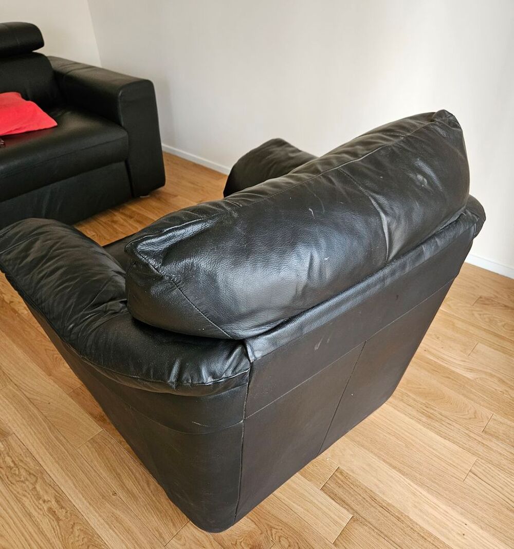 Fauteuil en cuir noir Meubles