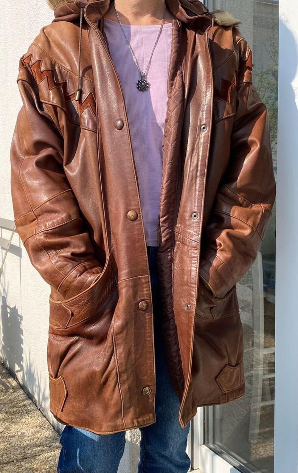 Manteau femme cuir agneau marron tr&egrave;s bon &eacute;tat T38 M Vêtements