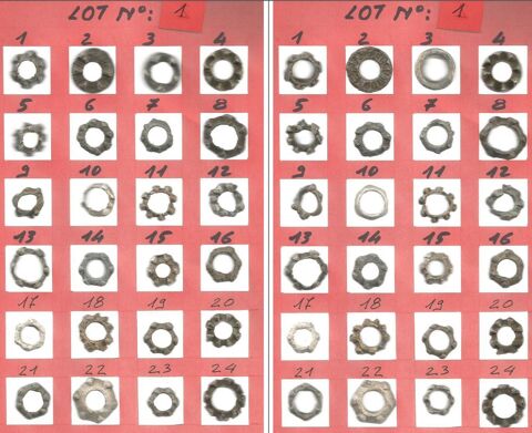 Lot de 70 rouelles ou fusaïoles et 54 anneaux de bronze 0 Vannes (56)