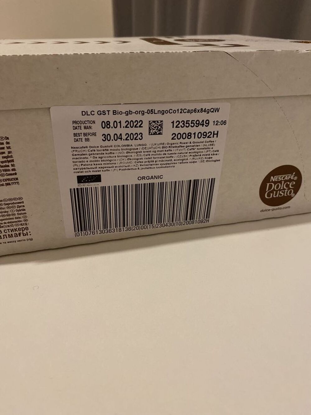 Nescaf&eacute; Dolce Gusto Lungo Colombia Bio - Caf&eacute; - 72 Capsules (Pack de 6 bo&icirc;tes x 12) 