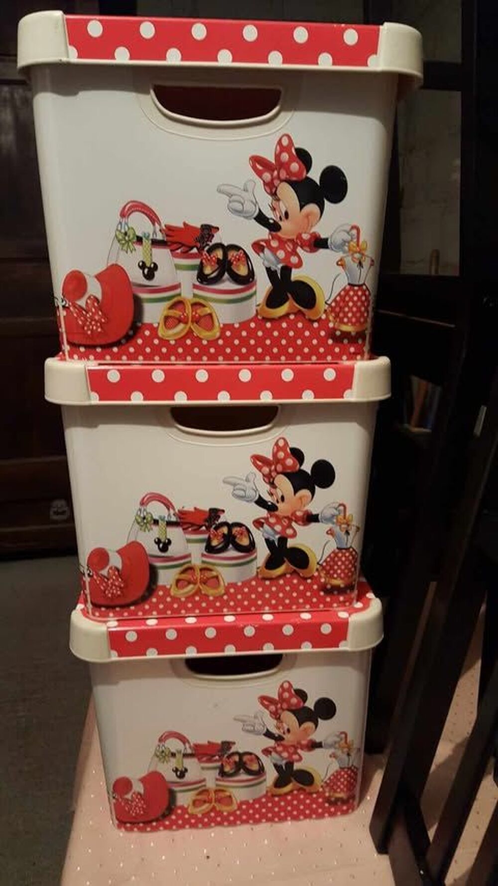  Trois jolies caisses Minnie Mickey ferm&eacute;es d&eacute;cor&eacute;es N&deg;1358 Décoration