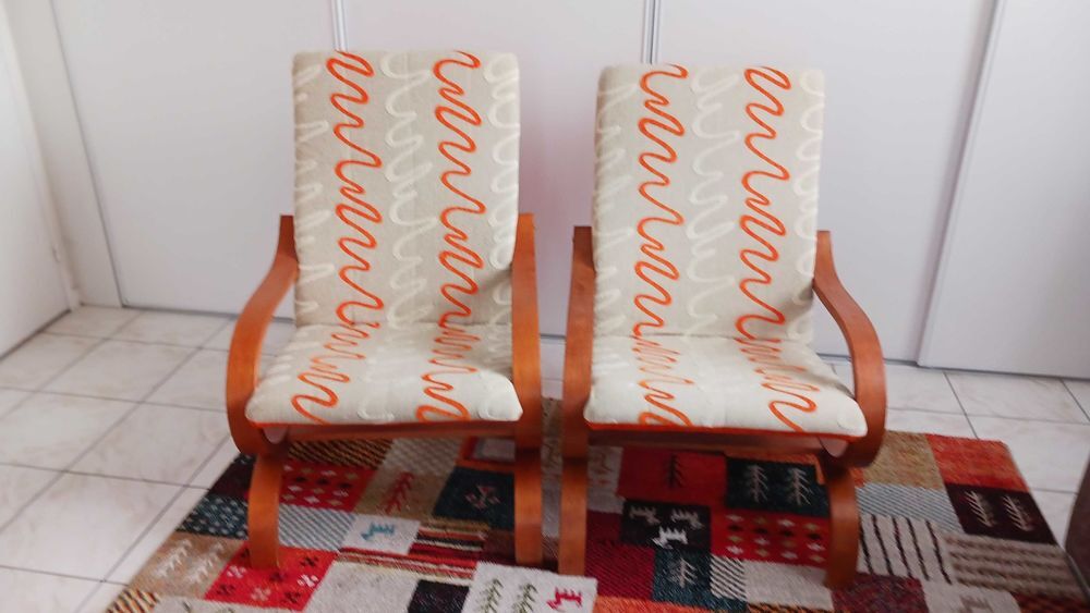 2 fauteuils beige/orange Meubles