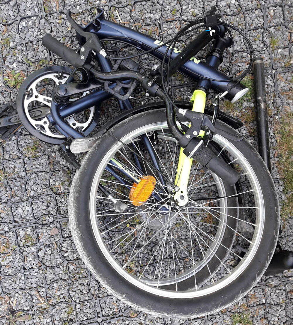 V&eacute;lo pliable HOPTOWN 320 Bleu Decathlon TBE Vélos