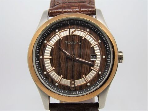 Rare montre Fossil FS4420 rtro effet bois 2009 99 Larroque (31)