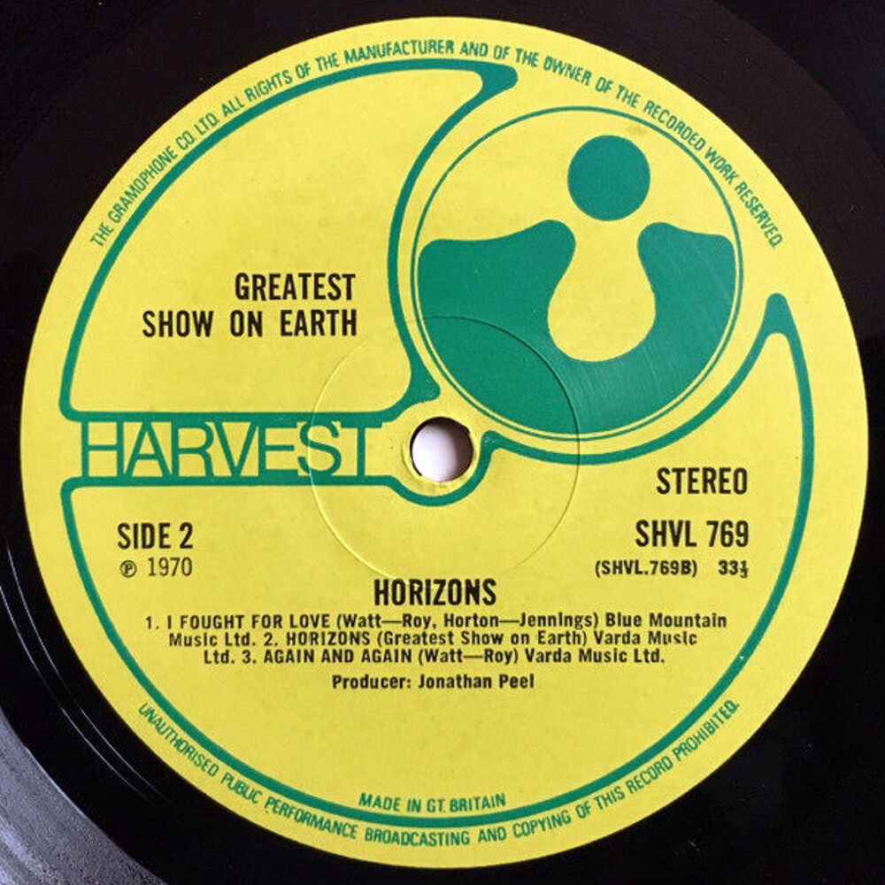 Horizons The Greatest Show On Earth ? Pathe Marconi 1970 CD et vinyles