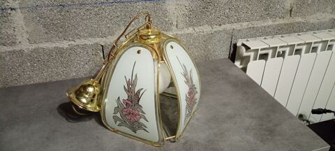 Lustre m�tal dor� / verre peint 5 Commelle (38)