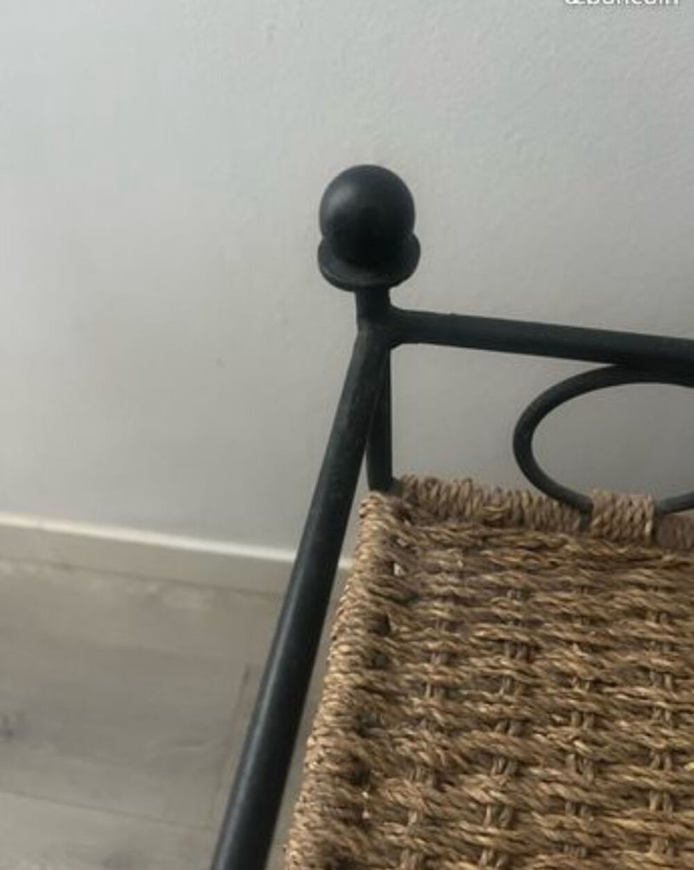 Meuble de rangement fer forg&eacute; et paniers en osier 3 tiroirs Meubles