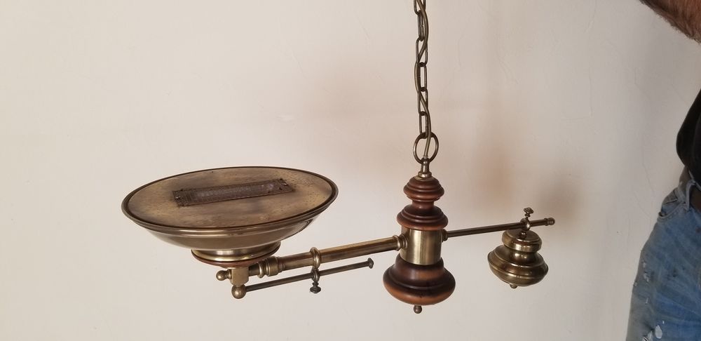 lustre bois et laiton Décoration