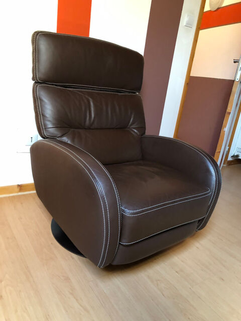 Trs beau fauteuil de relaxation simili Cuir marron chocolat 100 Vieux-Charmont (25)