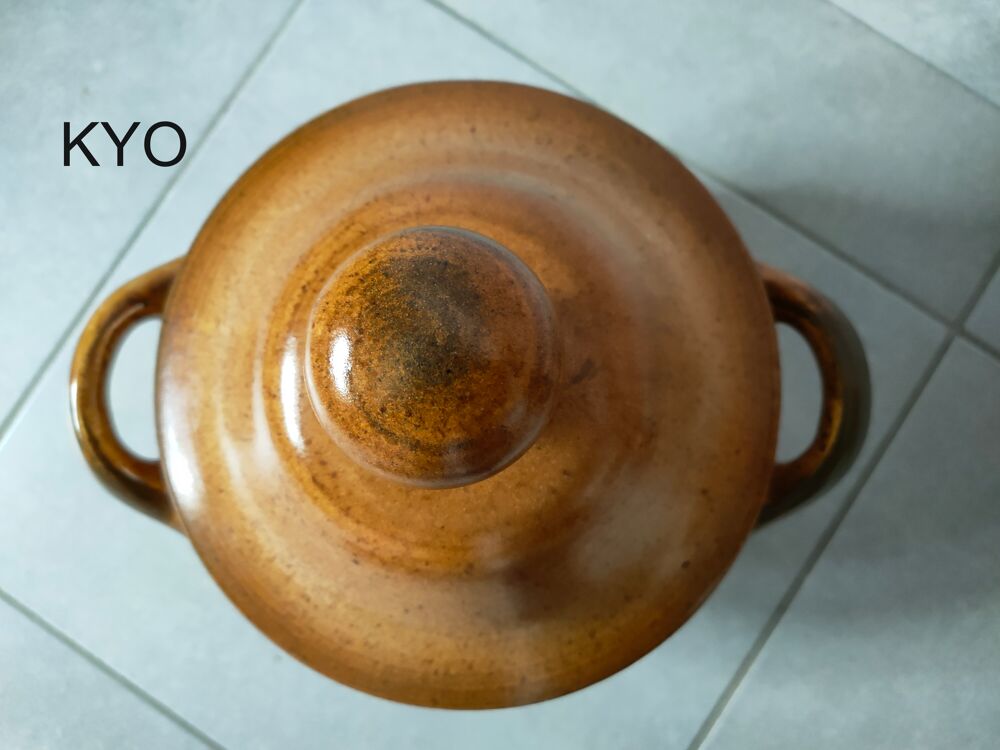 Marmite Soupi&egrave;re ronde couvercle anses, marron, terre cuite Décoration