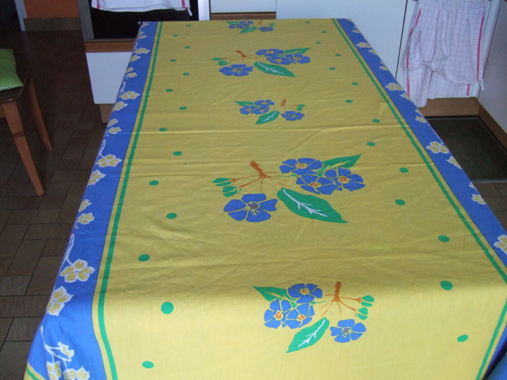 Nappe coton jaune et bleu Décoration