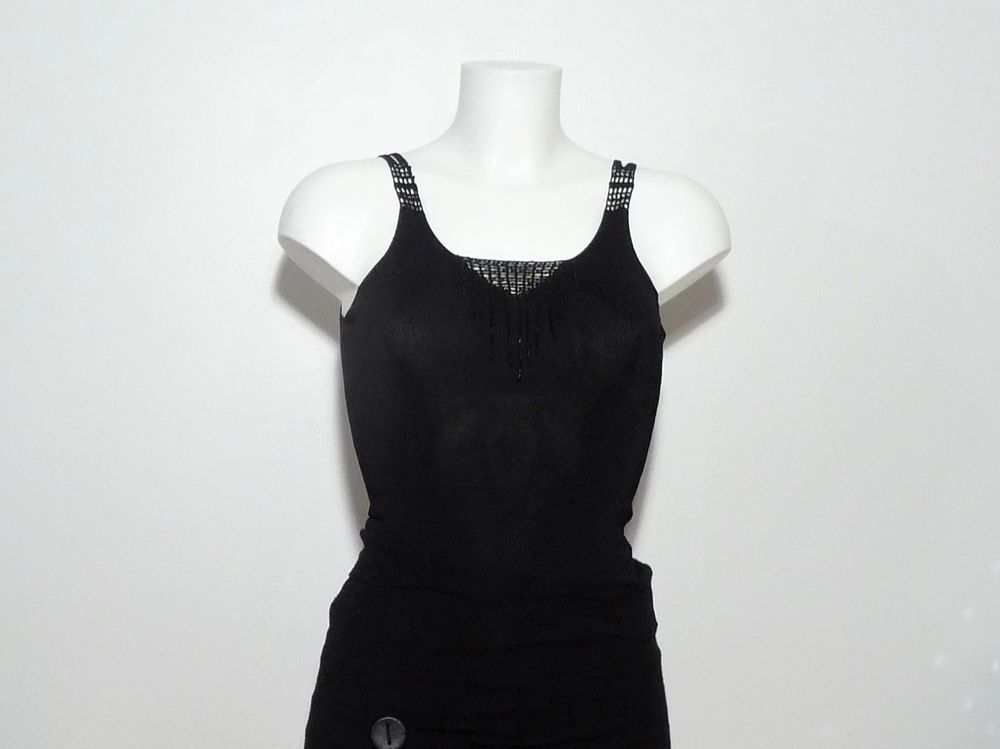 Top/ Tee shirt Noir &agrave; Double Bretelles Encolure en V-Camaieu Vêtements