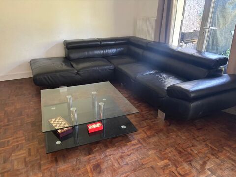 Canap d'angle en cuir noir ? Trs bon tat 400 
0 Breuillet (91)
