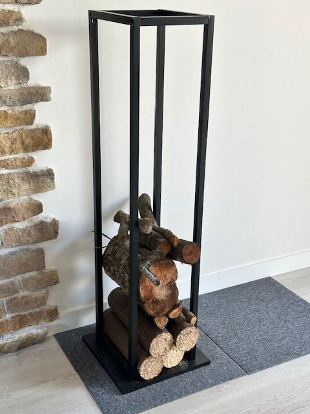 Po&ecirc;le &agrave; bois moderne 12 kW + accessoires stockage du bois Bricolage