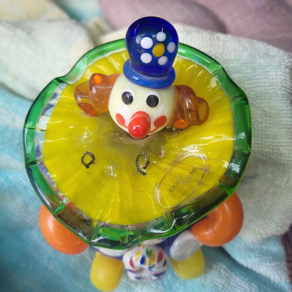 clown verre souffl&eacute; murano sign&eacute; 