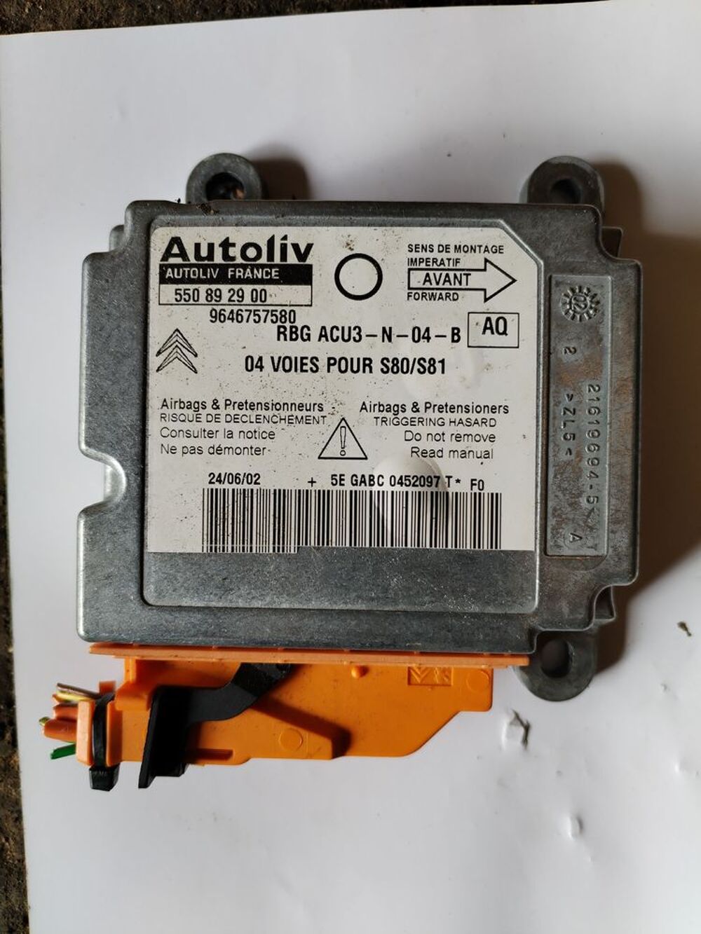 Calculateur airbag CITROEN SAXO ANNEE 2002 Bricolage